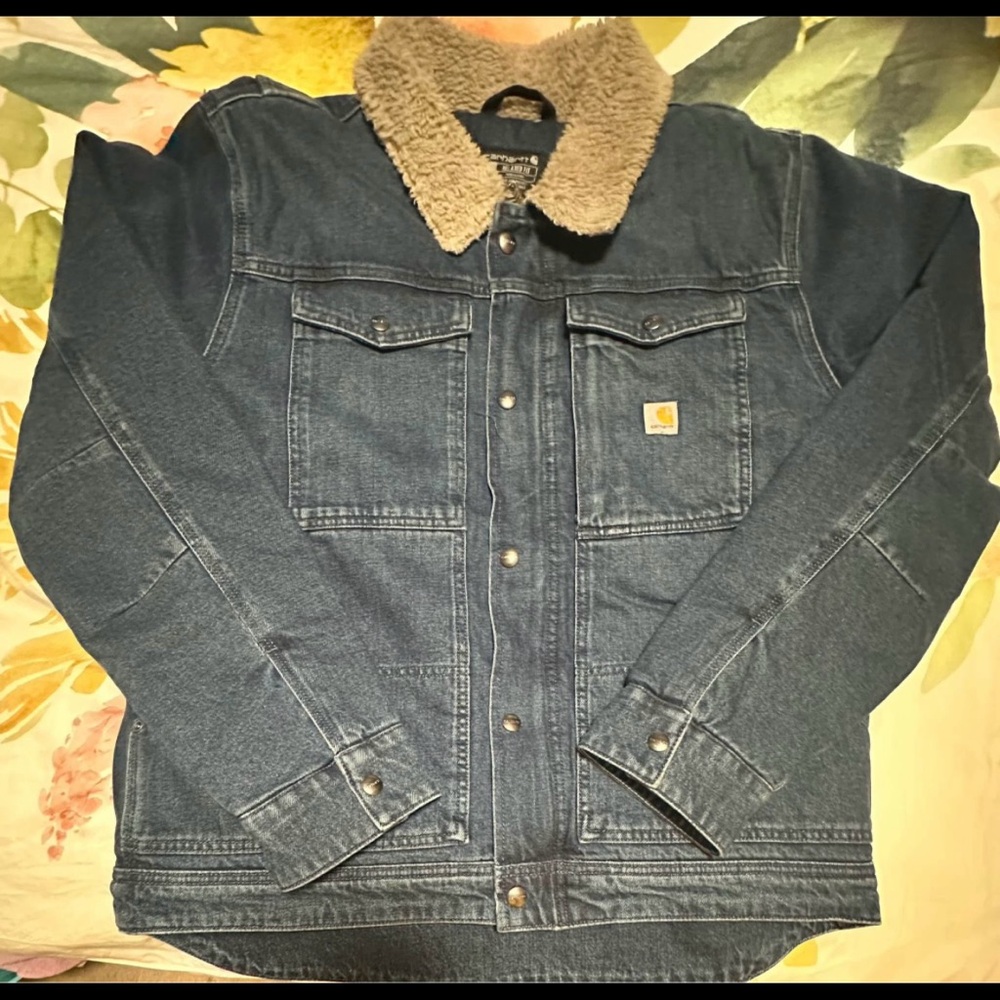 Carhartt Men's Denim Jacket with Sherpa Collar, Brand New